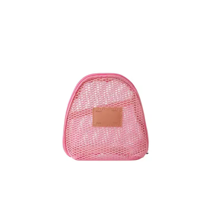 Bolsa de maquillaje de malla semicircular, bolsa ligera para lápiz labial, bolsa de cosméticos transparente, bolsa de lavado con cremallera, bolsa de almacenamiento para artículos de tocador, baño - 1