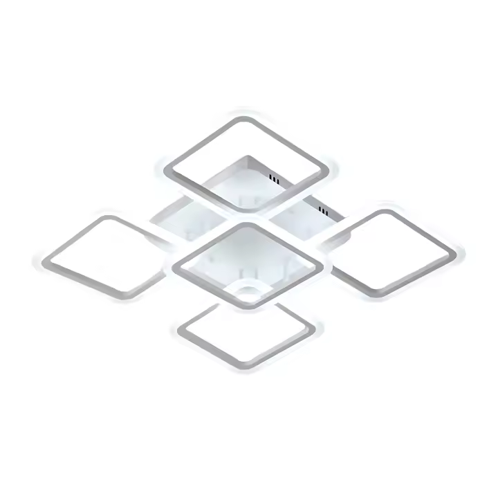 Goeco-Lámpara de Techo Moderna 70W, Plafón Blanca Creativa de Techo para Sala de estar, Lámpara Rectangular de 5 Luces, Iluminación Interior de 6000K Luz Blanca Fría para Dormitorio, Salón, Oficina, Comedor, 220V, Blanco - 1