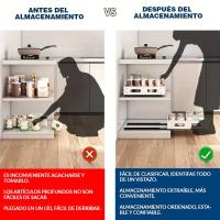 Organizador telescópico multiusos de tamaño utilizable: almacenamiento para gabinetes de cocina con conos extraíbles - details 3
