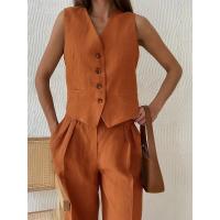 Conjunto Chic de Vestido y Pantalones de Lino-Algodón para Mujeres Moda de Verano para Oficinistas - details 9