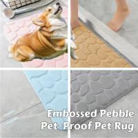 Cama de Mascota de Piedra Texturada Alfombra Antideslizante Absorbente de Agua con Pad de Salpicaduras de Estilo Pebble - details 1