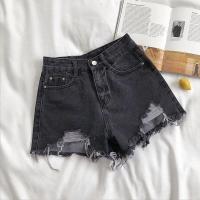 Shorts De Verano Para Mujer Estilo Coreano Vaqueros De Cintura Alta Casual Azul Con Bolsillos Y Borlas Moda Perforada Y2K Jeans Para Niñas Y Mujeres - details 8