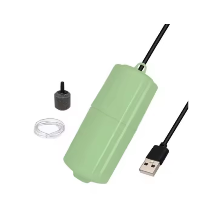 Mini bomba de aire portátil para acuario, 1,5 W, silenciosa, eficiente, USB, bomba de oxígeno, ahorro de energía con aireador de oxígeno y piedra para acuario - 1