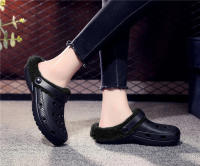 Zapatillas peludas cálidas para hombre y mujer, zapatos de algodón concisos para interiores y el hogar, toboganes mullidos informales, zuecos de piel de felpa, 48, Invierno - details 7