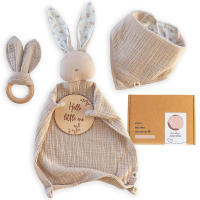 Pack de Regalos para Bebés Recién Nacidos Doudou Muselina, Babero Bandana, Mordedor, Tarjeta - details 1