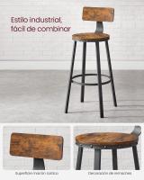 Sillas de Barra Altas con Resalto Juego de 2, Acero, Montaje Fácil, Industrial, Marrón Rústico y Negro - details 5