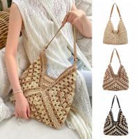 Bolso de ganchillo de paja de verano a la moda, bolso de hombro tejido para ocio en la playa, bolsos de mujer informales para vacaciones, señoras/niñas - details 9