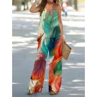 Conjunto de Dos Piezas para Mujer Sin Mangas Camiseta Ajustada, Pantalones Grandes, Moda de Oficina - details 4