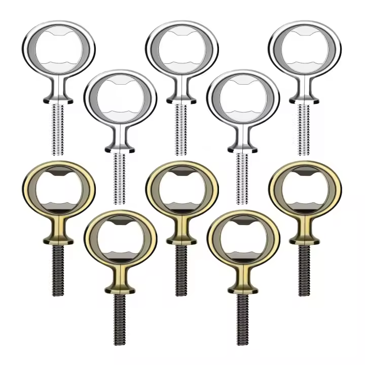 Abridor de botellas de cerveza de acero inoxidable, Kit de inserciones de abridor de botellas plano, Hardware de bricolaje en blanco, 10 piezas - 1