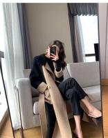 Abrigo largo de lana para mujer, abrigo de talla grande, color contrastante, estilo fragante pequeño, otoño e invierno, novedad de 2024 - details 3