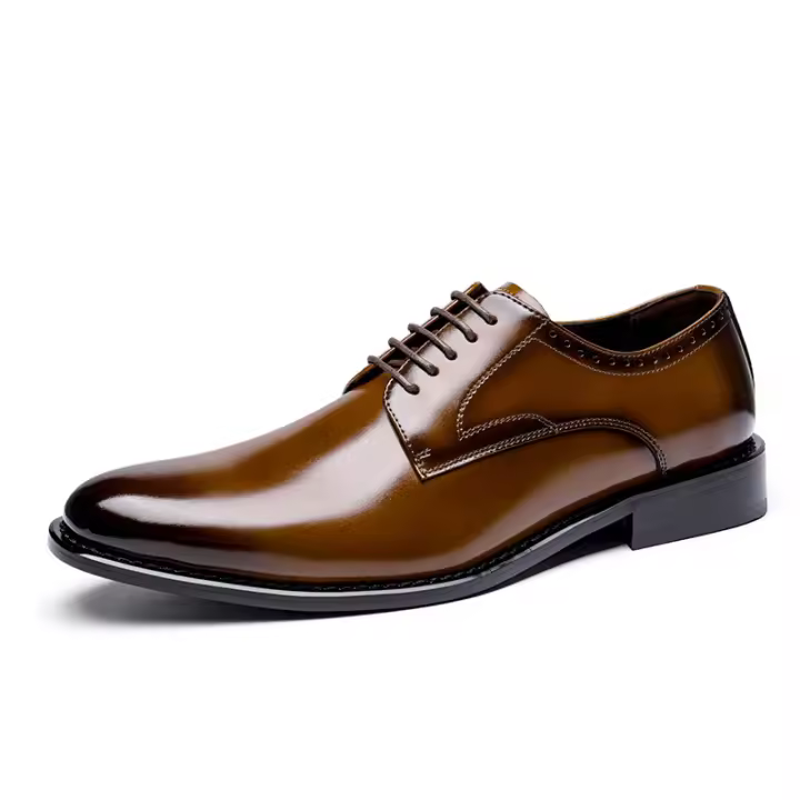 Zapatos de cuero para hombres, cuero genuino para hombres, estilo británico, zapatos sencillos y lisos para hombres. - 1