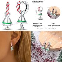 Pendientes de plata con borlas de copos de nieve azules y diamantes, lazo rojo para mujer, joyería creativa, regalos temáticos navideños - details 5