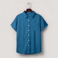 Blusa lisa de manga corta para mujer, camisa informal de un solo pecho, de moda - details 36
