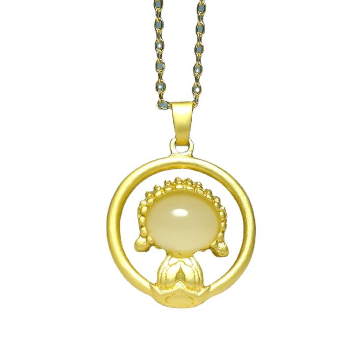 Collar De Cuentas Con Colgante De Flor De Jade Chino Verde Natural