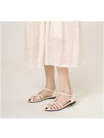 Sandalias Baotou de suela plana hueca y trenzada para mujer, para usar en verano 2025, nuevas sandalias romanas de moda con hebilla transpirable para vacaciones. - details 3