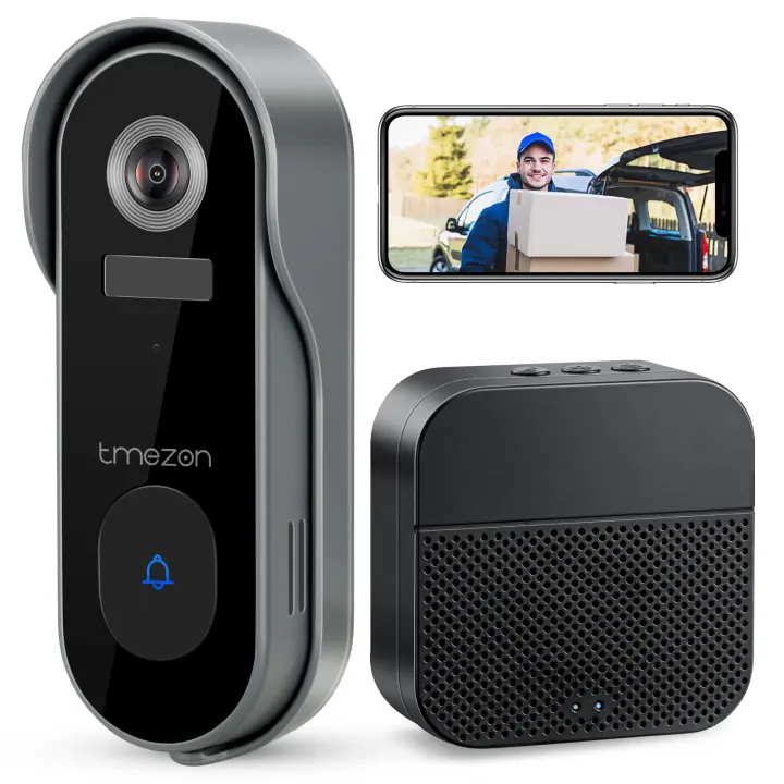 Cámara de Timbre de Video Inalámbrica, Cámara de Timbre WiFi TMEZON 1080P HD con Timbre, Audio Bidireccional, Detección de movimiento PIR, IP65 a prueba de agua, Visión Nocturna, Almacenamiento en la nube, WiFi de 2.4 ghz - 1