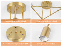 Lámpara Colgante LED Retro Chandelier E27 para Decoración del Hogar y Cocina Luz Interior Montado en Superficie Material Metal Estilo Art Deco - details 8