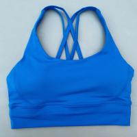 Sujetador deportivo cruzado de Color sólido para mujer, Top ajustado suave de alta resistencia, ropa interior de entrenamiento integral para gimnasio y Yoga con almohadilla para el pecho - details 9