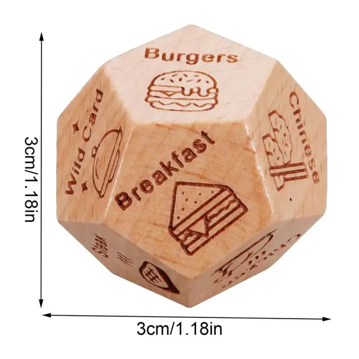 Dados de comida Juego de dicesión de comida Dados de madera Pareja Fecha Noche Ideas Regalo divertido para parejas Aniversario Halloween Día de San Valentín - 1