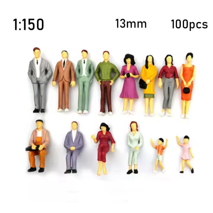 Juguetes para niños a escala 1:100/1:150/1:75/1:50, Color mixto, Pose, personaje de bricolaje, figuras de personas, modelo de construcción, pasajeros, paisaje de tren - 1