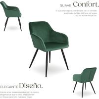 Silla Tapizada en Terciopelo, Sillas de Comedor Ergonómicas y Versátiles, Gran Estabilidad y Capacidad de Carga, Sillas Cocina Elegante - 1 Silla Gris/Negro - details 12