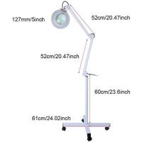 Lámpara LED de suelo estética lupa con iluminación cosmética 8 dioptrías aumento lupa brazo ajustable giratoria lámpara con ruedas, fluorescente salon Spa lectura Reparación Trabajo - details 4
