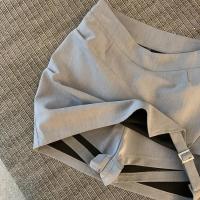 Falda corta de verano para mujer estilo irregular con lazo pantalones de mezclilla de moda - details 16