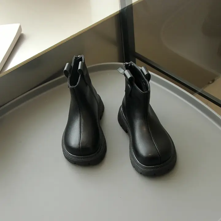Botas cortas antideslizantes para niña, zapatos de piel informales multifuncionales, suaves, estilo coreano, Reino Unido, otoño, 2024 - 1