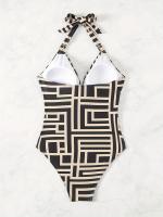 Bañador De Una Pieza Con Estampado De Leopardo Para Mujer, Bañador Con Escote Halter, Espalda Descubierta Sexy, Moda increíble Para Mujer - details 2