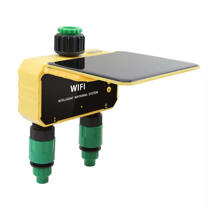 Sistema de riego automático con Control inteligente por aplicación, sistema de riego Solar con WIFI de doble zona, herramienta de riego para jardín y agua al aire libre - 1