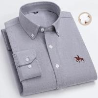 hombre manga larga ropa hombre S~7XL 100% algodón puro Camisa giratoria Oxford de manga larga para hombre Ocio de negocios Bolsillo bordado Slim Fit Estilo de botón Suave Med - details 14