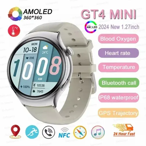 2024 nuevo Reloj inteligente NFC 1.27 pulgadas pantalla AMOLED HD, llamada bluetooth, asistente de voz, GPS pista de movimiento, monitor de sueño de la frecuencia cardíaca, salud inteligente pulsera para android y IOS, regalo exclusivo para mujeres - 1
