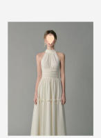Vestido de verano chic francés Cintura plisada, hombro alta, estilización delgada - details 2