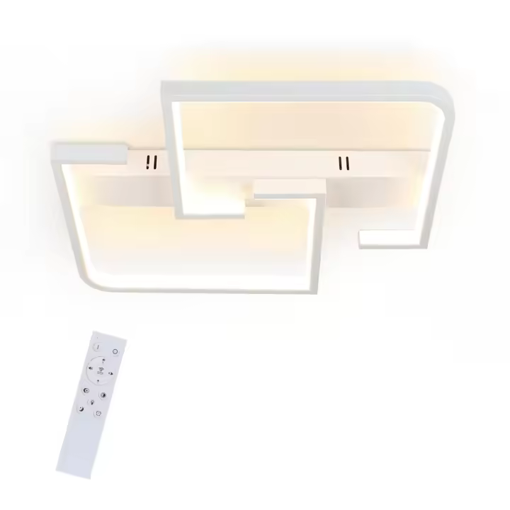 CBJKTX Luz de Techo LED Metal Blanco 35W Lámpara de Sala de Estar Moderna Regulable con Control Remoto Lámpara de Diseño Cuadrado para Dormitorio - 1