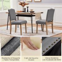 Juego de 4 sillas de comedor con respaldo alto, sillas de cocina, patas de madera maciza, diseño clásico, con botones bronceados, sillones y sillas para salón, asientos tapizados - details 38