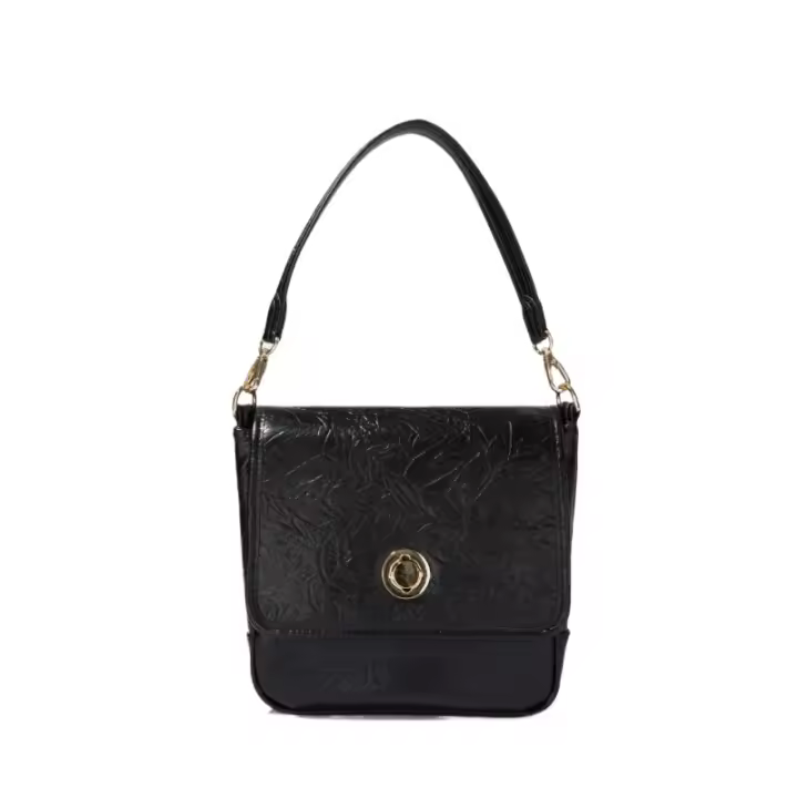 Bolso de mensajero de un hombro, nuevo bolso de axila para mujer, bolso de cuero suave blanco y negro. - 1
