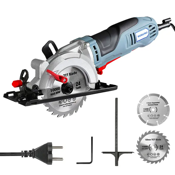 WORKPRO-Minisierra eléctrica circular, herramienta multifuncional con cuchilla TCT y sierra de hoja de diamante, 710W - 1