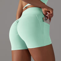 Hamidou-pantalones cortos de gimnasio cruzados para mujer, pantalones cortos de Yoga con bolsillos, mallas de entrenamiento para mujer, pantalones cortos de cintura alta, realce de glúteos - details 24
