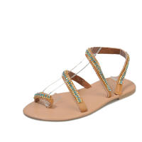 Sandalias de verano con puntera de diamantes de imitación y lentejuelas, planas, casuales, de moda, para mujer, talla grande - details 3