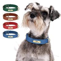 perro cuero PU personalizado, collares acolchados suaves, Collar identificación de mascota grabado gratis para perros pequeños y - details 1