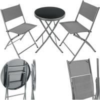 Conjunto Muebles Jardín Exterior 3 Piezas con Estructura de Acero, Mesa y Sillas Terraza Resistentes a Intemperie, Topes en Patas, Tela de Secado Rápido, Asas para Fácil Transporte - Negro - details 10