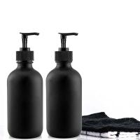 2 botellas vacías con bomba de jabón de plástico negro, recipiente para loción, dispensador de champú, artículos de baño, 300/500ml - details 0