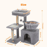 PAWZ Road Árbol para gatos 2 en 1 con poste rascador de Sisal, hamaca, condominio para gatos grande, casa tipo torre para gatos pequeños, tablero rascador para gatos de interior, juguetes para gatos - details 0