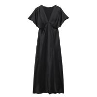 OUWU- Vestido Largo De Fiesta Acampanado Con Temperamento Para Mujer, Novedad De Verano, Moda Informal De Manga Corta Con Textura De Satén De Seda, Vestido Elegante Para Primavera 2025 - details 7