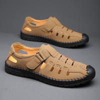 Sandalias de cuero suave para hombre, nuevo estilo, para exteriores, para conducir, zapatos de papá para hombre, zapatos de verano a la moda con agujeros - details 5