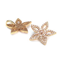 Colgantes de latón y circonita de Color dorado de 18K, varios dijes de flores, joyería artesanal de alta calidad, accesorios para collar y pendientes - details 2