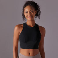 Tops para mujer, Top moldeador de punto de Color sólido, ropa de Yoga recortada en la espalda, deportes, correr, camiseta sin mangas - details 6
