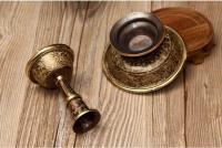 Soporte de cobre puro nepalí tallado a mano con incrustaciones de oro, soporte de lámpara de mantequilla de estilo tibetano, precio especial, tamaño a elegir - details 11