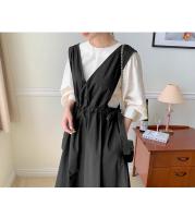 Vestido Largo de Cintura Alta y Adelgazante Moda de Primavera para Mujeres Cuello en V - details 2