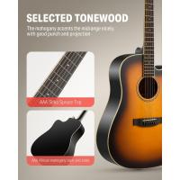 Guitarra Acústica de Adulto Guitarra Cutaway 4/4 Kit Dreadnought 41 Pulgadas de Principiante con Cuerde Afinador Cejilla Sunburst - details 2